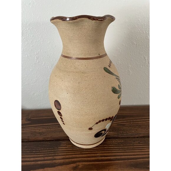 Mexican Tonala Pottery Bird Toucan Floral Vase, 11” - Picture 4 of 10